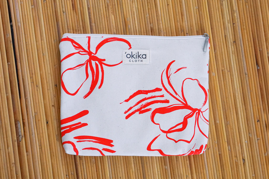 Printed Zip Pouch - 'Okika Cloth