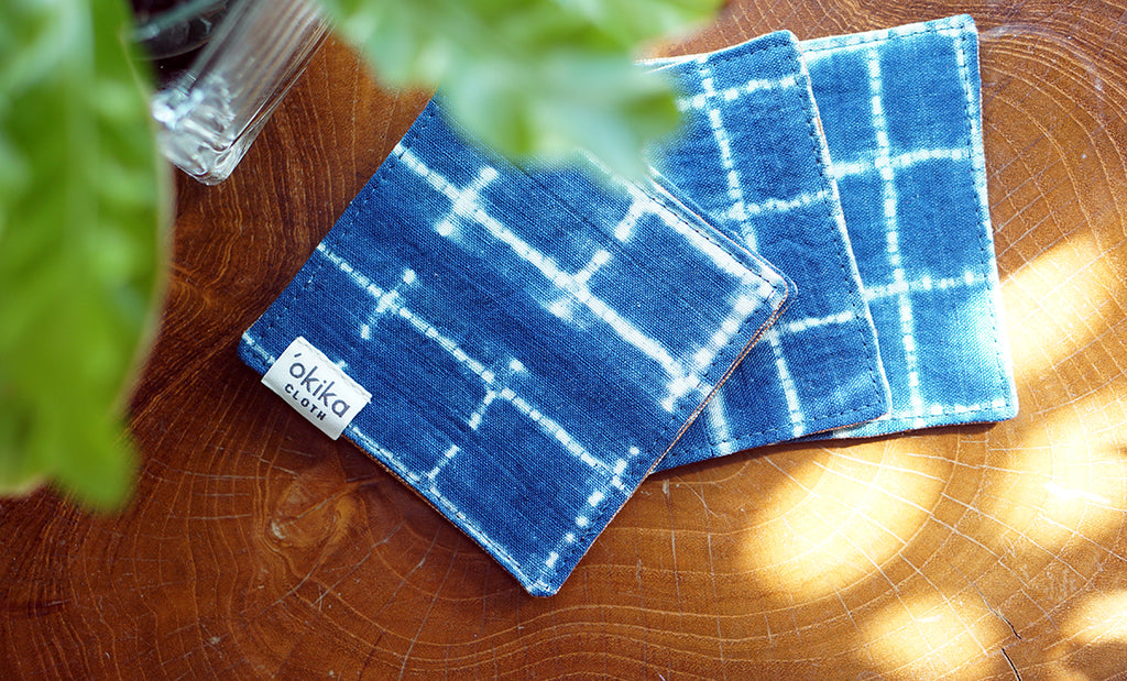 Indigo Shibori Coasters - 'Okika Cloth