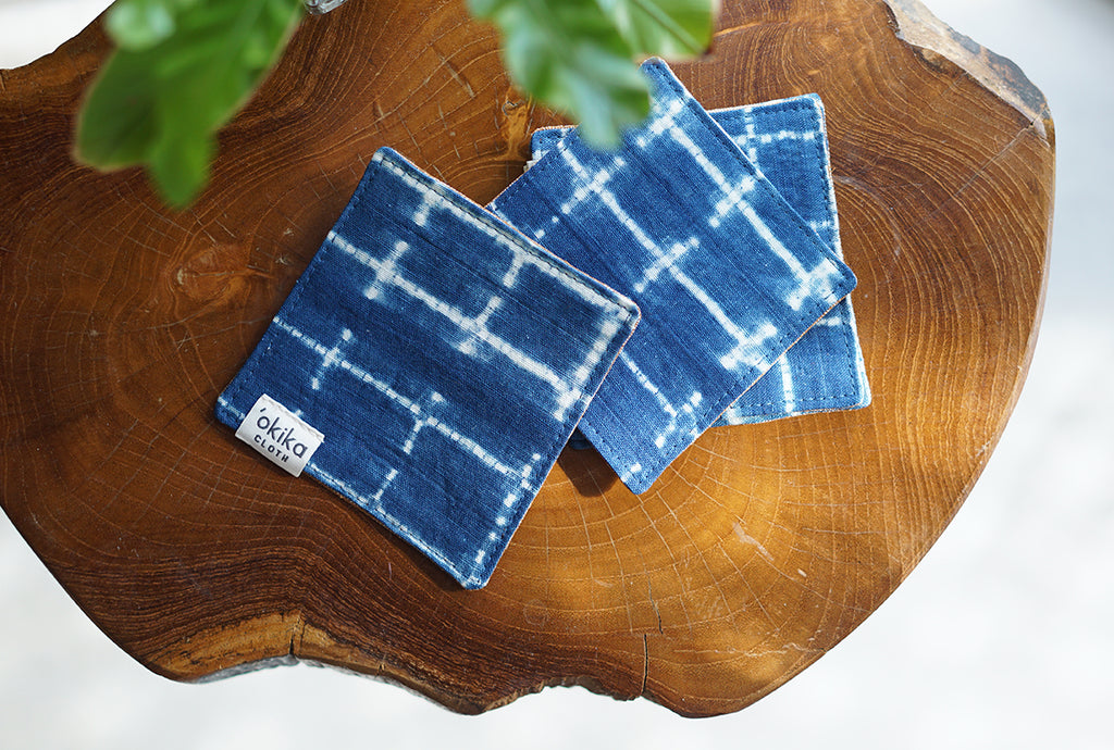 Indigo Shibori Coasters - 'Okika Cloth