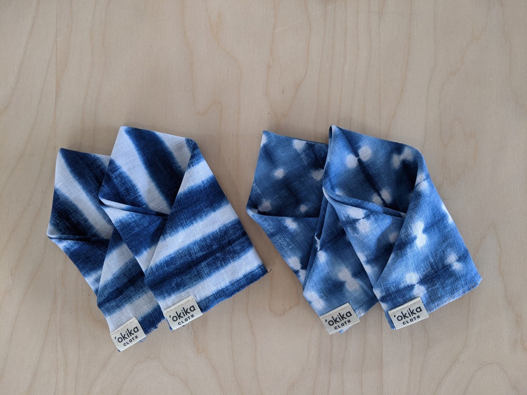 Indigo Shibori Handkerchief - 'Okika Cloth