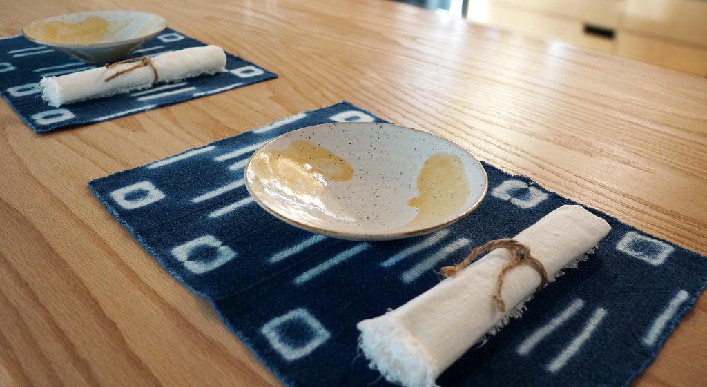Indigo Shibori Placemats - 'Okika Cloth