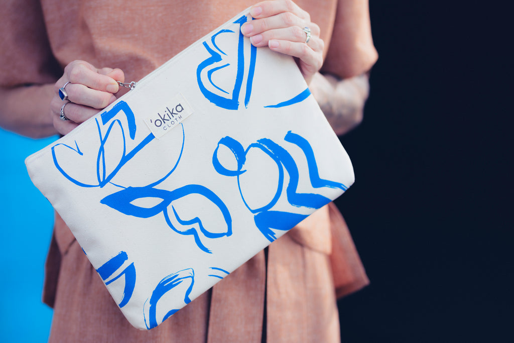 Printed Zip Pouch - 'Okika Cloth